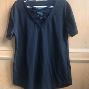 Black t-shirt with crosses near chest